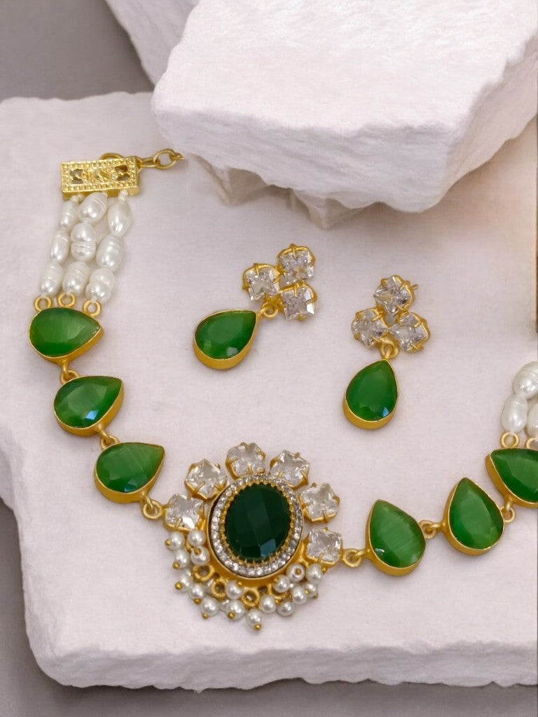 GREEN RITIKA JEWELLERY SET
