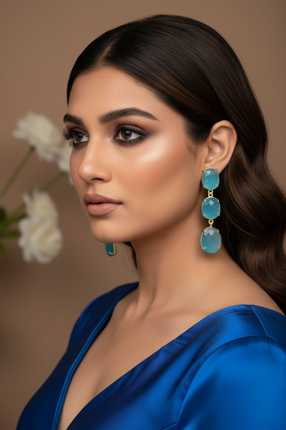 SEA BLUE KARISHMA SEMI PRECIOUS EARRINGS