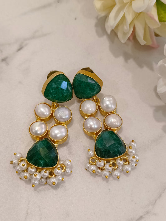 GREEN ARCHANA SEMI PRECIOUS EARRINGS