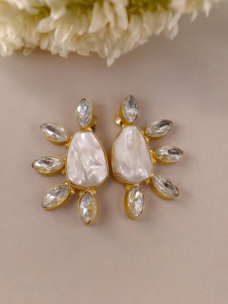 MOTHER OF PEARL DISHA SEMI PRECIOUS EARRINGS
