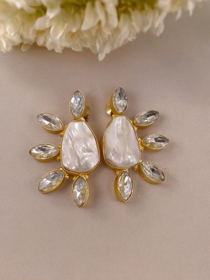MOTHER OF PEARL DISHA SEMI PRECIOUS EARRINGS