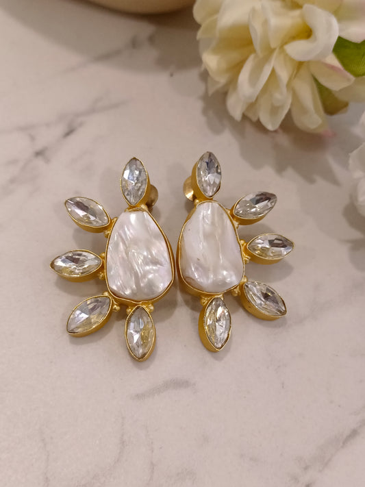 MOTHER OF PEARL DISHA SEMI PRECIOUS EARRINGS