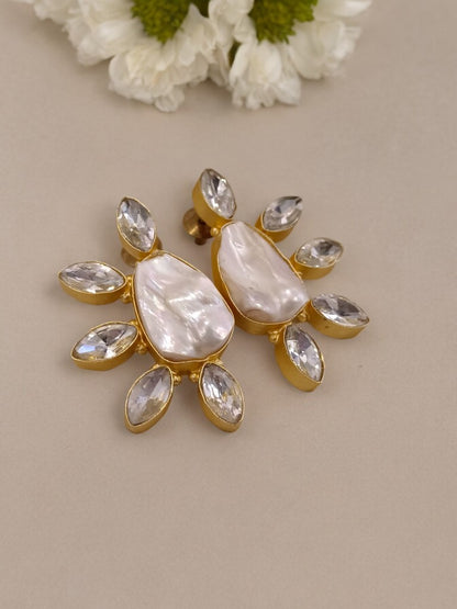 MOTHER OF PEARL DISHA SEMI PRECIOUS EARRINGS