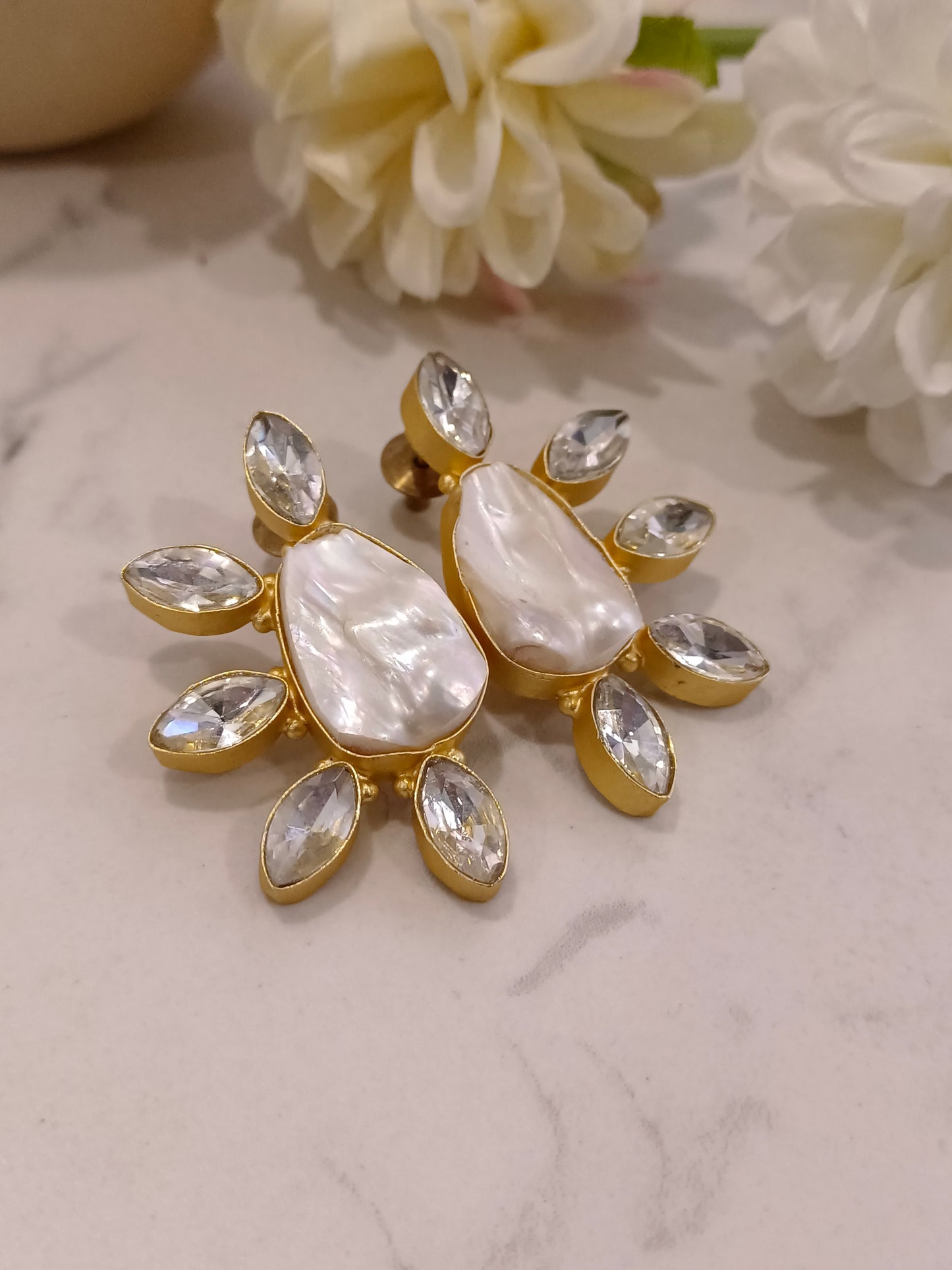 MOTHER OF PEARL DISHA SEMI PRECIOUS EARRINGS