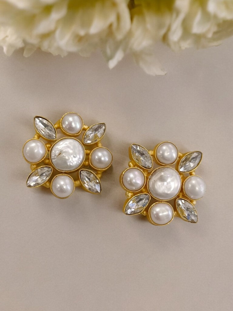 MOTHER OF PEARL MAHIKA SEMI PRECIOUS EARRINGS