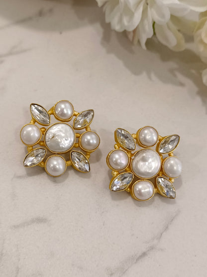 MOTHER OF PEARL MAHIKA SEMI PRECIOUS EARRINGS