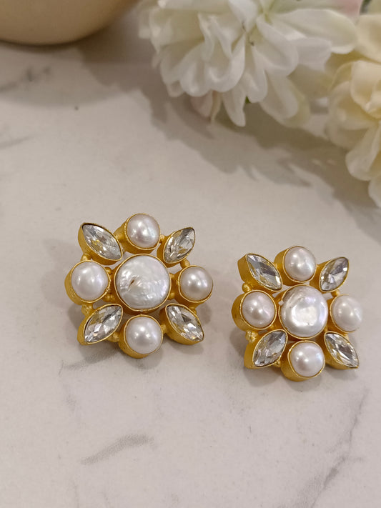 MOTHER OF PEARL MAHIKA SEMI PRECIOUS EARRINGS