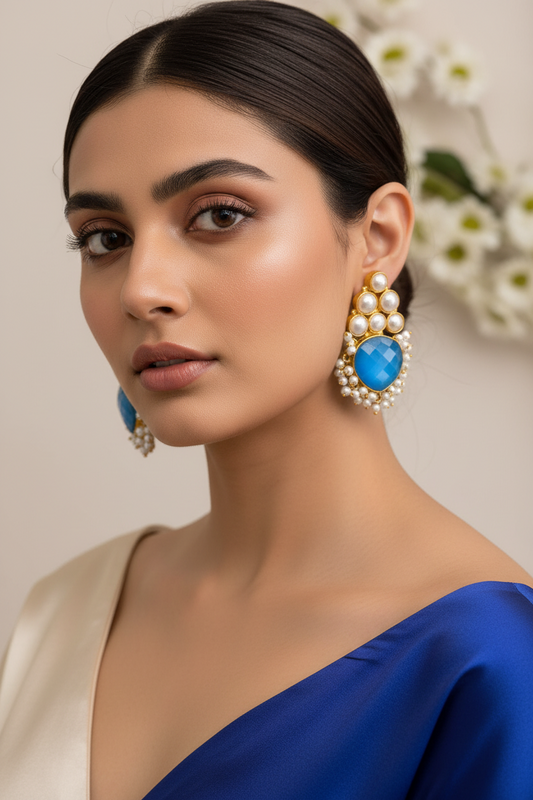 BLUE CHARVI SEMI PRECIOUS EARRINGS