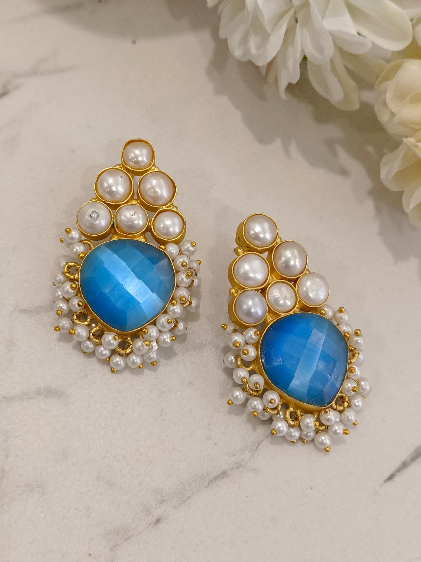 BLUE CHARVI SEMI PRECIOUS EARRINGS