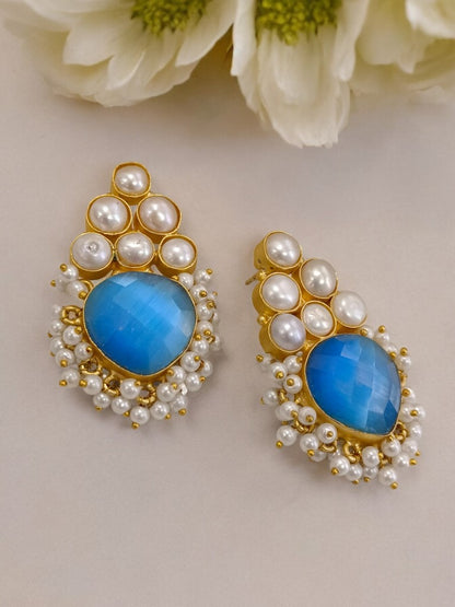 BLUE CHARVI SEMI PRECIOUS EARRINGS
