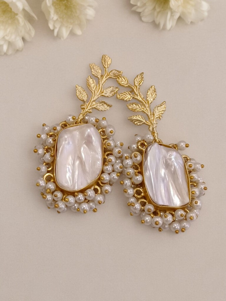 MOTHER OF PEARL NAKSHATRA SEMI PRECIOUS EARRINGS