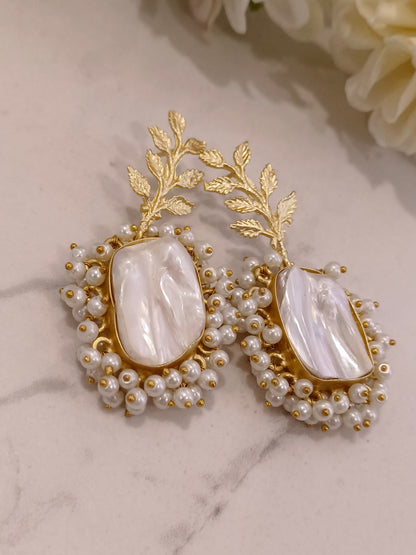 MOTHER OF PEARL NAKSHATRA SEMI PRECIOUS EARRINGS