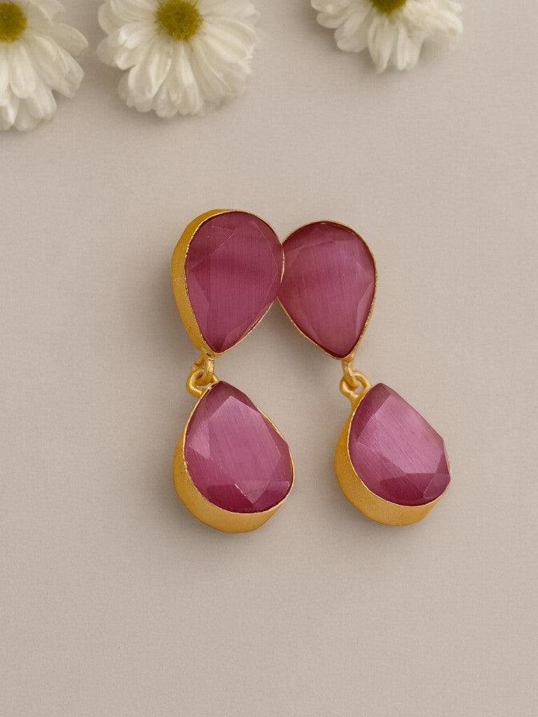 PINK RESHMI SEMI PRECIOUS EARRINGS