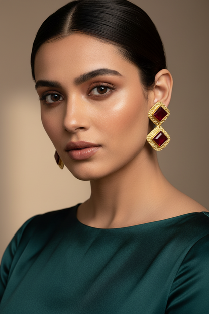 MAROON SAIRA SEMI PRECIOUS EARRINGS
