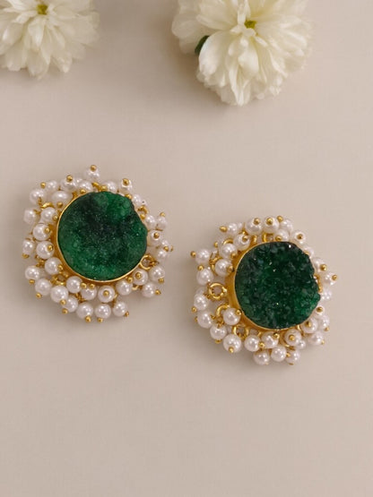 GREEN KANTI SEMI PRECIOUS EARRINGS