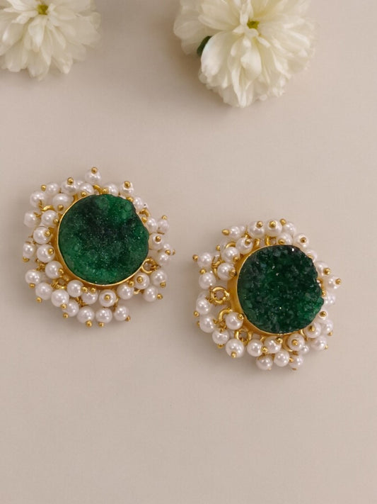 GREEN KANTI SEMI PRECIOUS EARRINGS