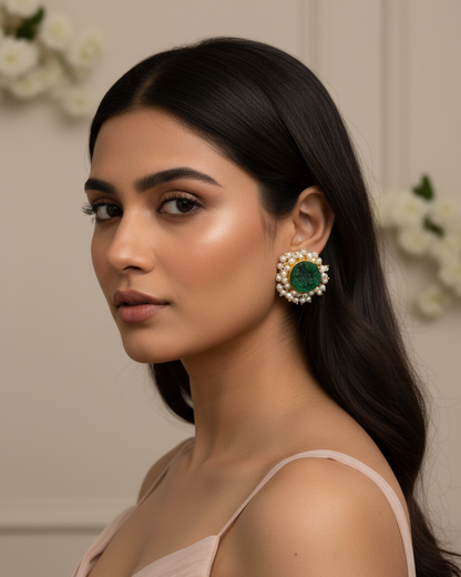 GREEN KANTI SEMI PRECIOUS EARRINGS