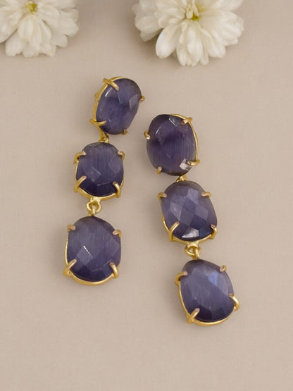 PURPLE KARISHMA SEMI PRECIOUS EARRINGS