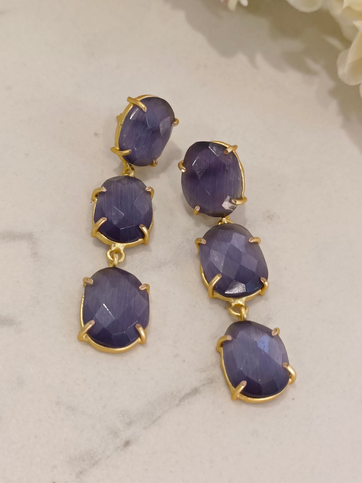 PURPLE KARISHMA SEMI PRECIOUS EARRINGS