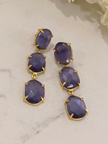 PURPLE KARISHMA SEMI PRECIOUS EARRINGS