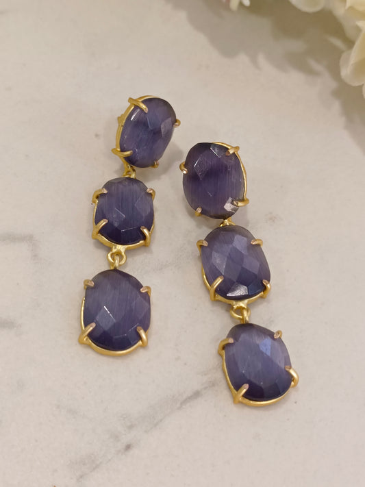PURPLE KARISHMA SEMI PRECIOUS EARRINGS