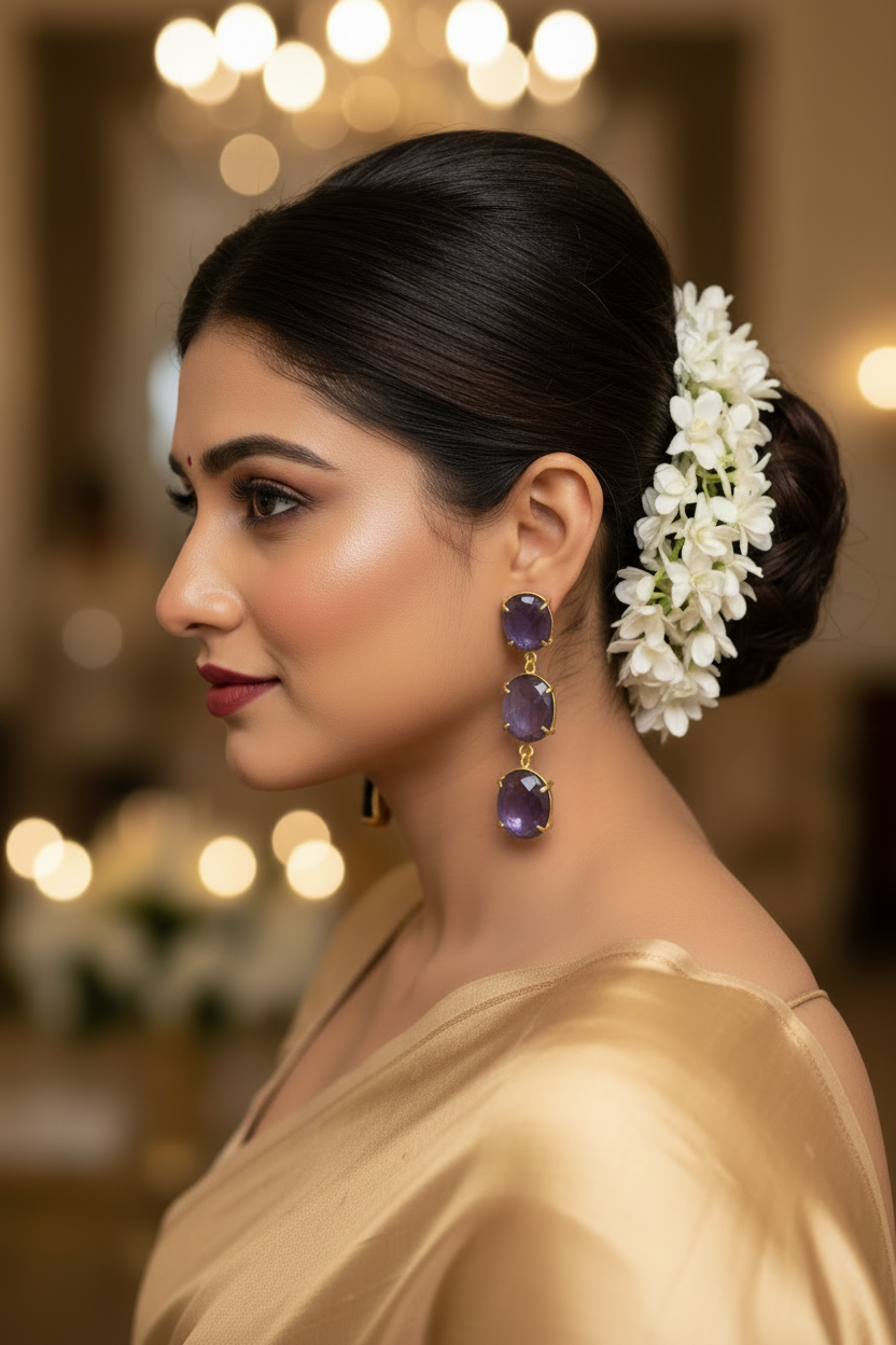 PURPLE KARISHMA SEMI PRECIOUS EARRINGS