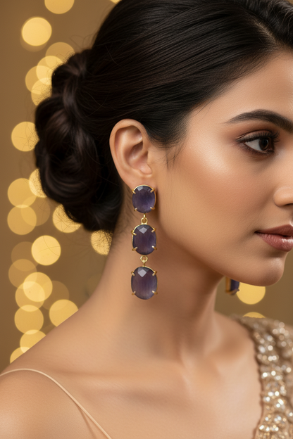 PURPLE KARISHMA SEMI PRECIOUS EARRINGS