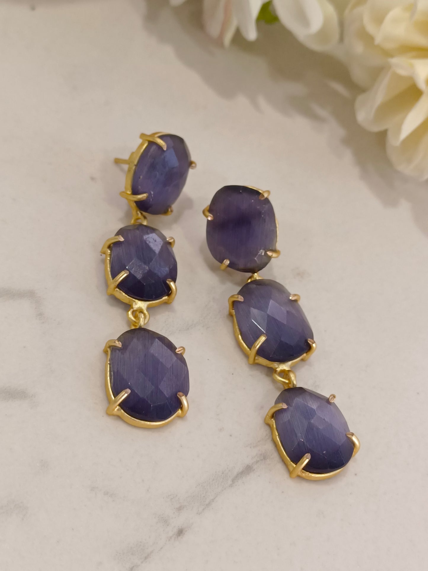 PURPLE KARISHMA SEMI PRECIOUS EARRINGS