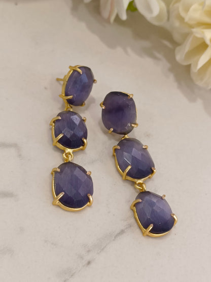 PURPLE KARISHMA SEMI PRECIOUS EARRINGS