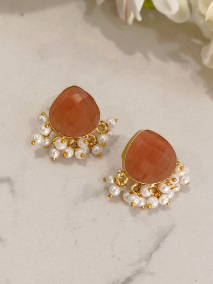 CORAL JIYA SEMI PRECIOUS EARRINGS