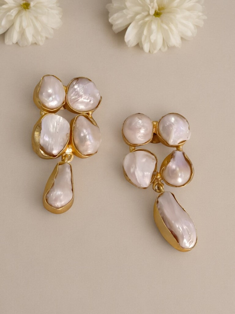 MOTHER OF PEARL PRIYA SEMI PRECIOUS EARRINGS