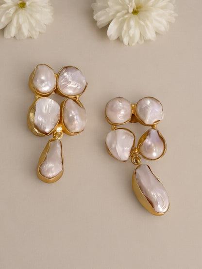 MOTHER OF PEARL PRIYA SEMI PRECIOUS EARRINGS