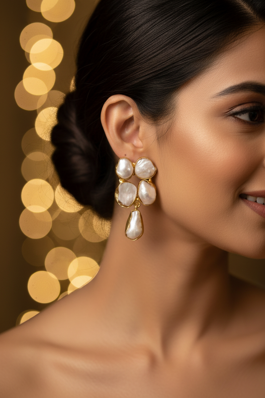 MOTHER OF PEARL PRIYA SEMI PRECIOUS EARRINGS
