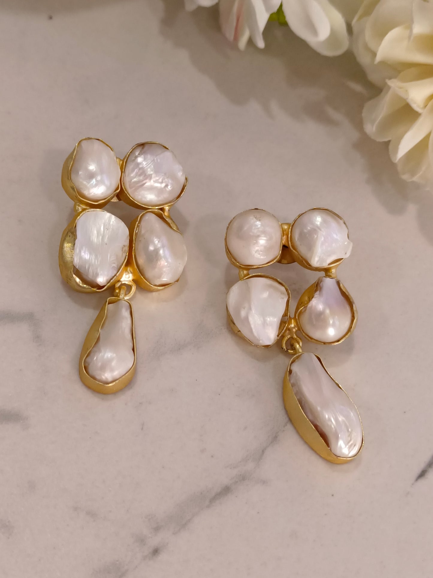 MOTHER OF PEARL PRIYA SEMI PRECIOUS EARRINGS