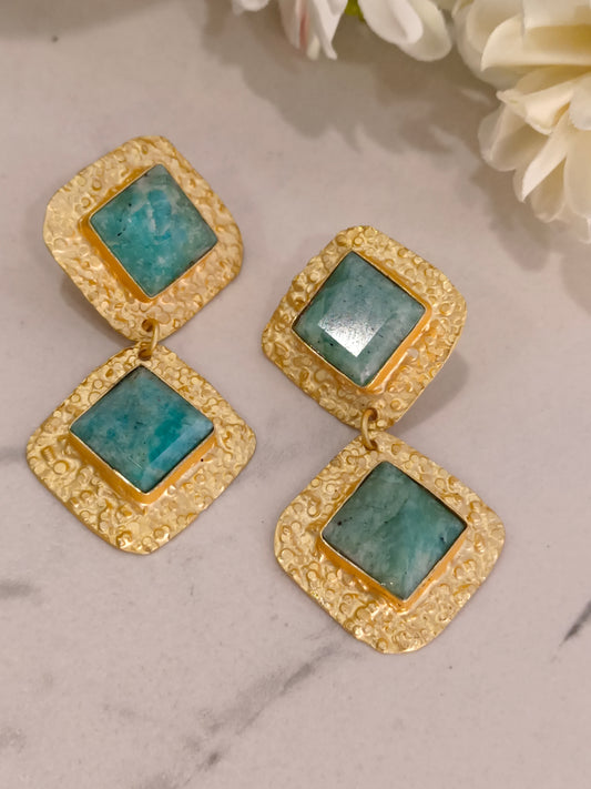 BLUE AQUA SAIRA SEMI PRECIOUS EARRINGS