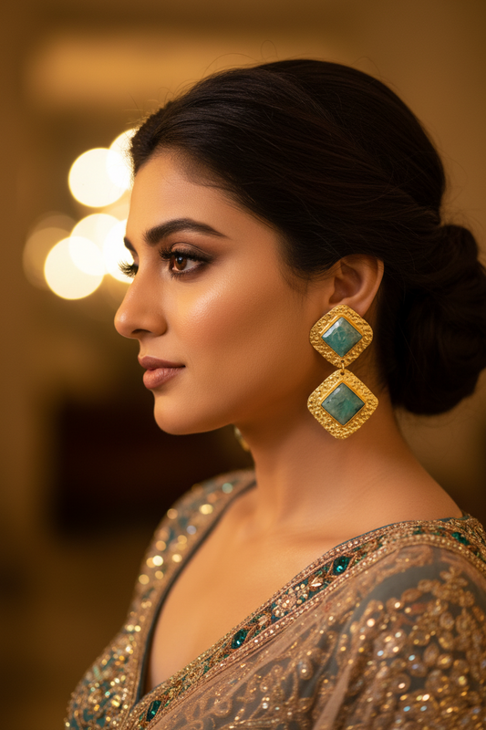 BLUE AQUA SAIRA SEMI PRECIOUS EARRINGS