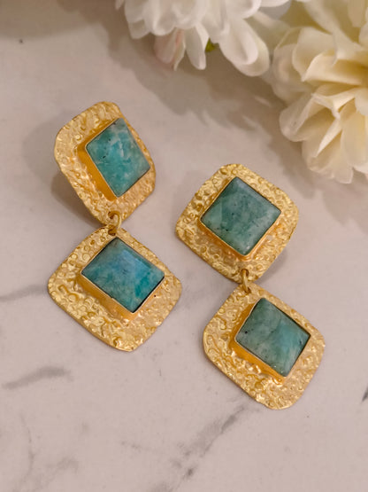 BLUE AQUA SAIRA SEMI PRECIOUS EARRINGS
