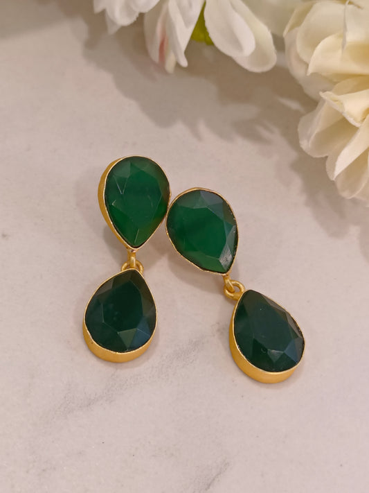 GREEN RESHMI SEMI PRECIOUS EARRINGS