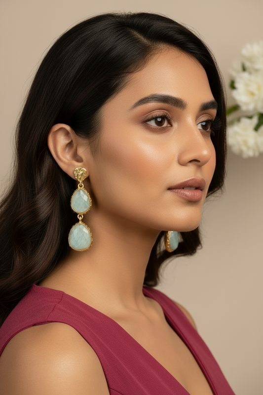 SEA GREEN ANJALI SEMI PRECIOUS EARRINGS