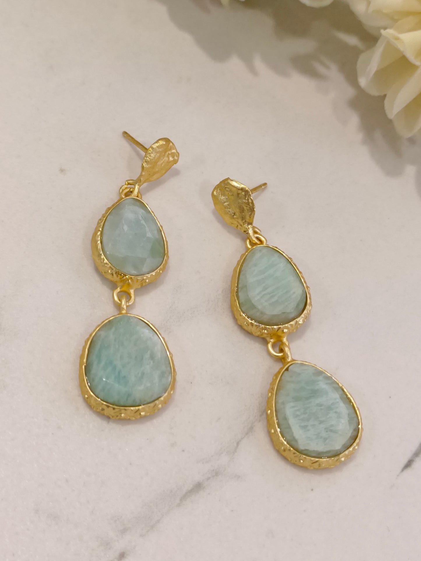 SEA GREEN ANJALI SEMI PRECIOUS EARRINGS