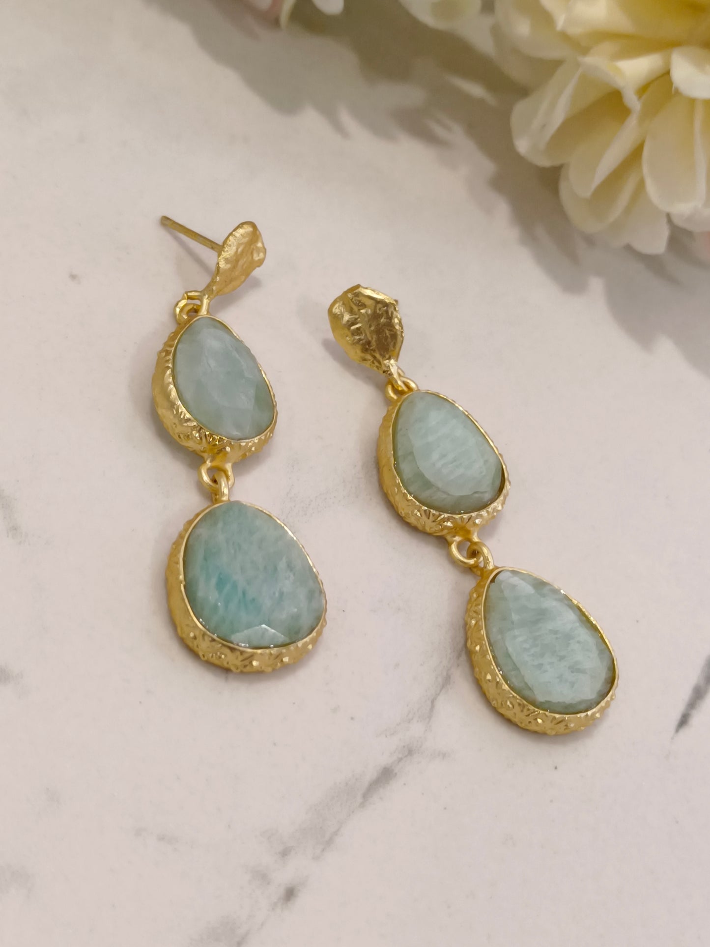 SEA GREEN ANJALI SEMI PRECIOUS EARRINGS