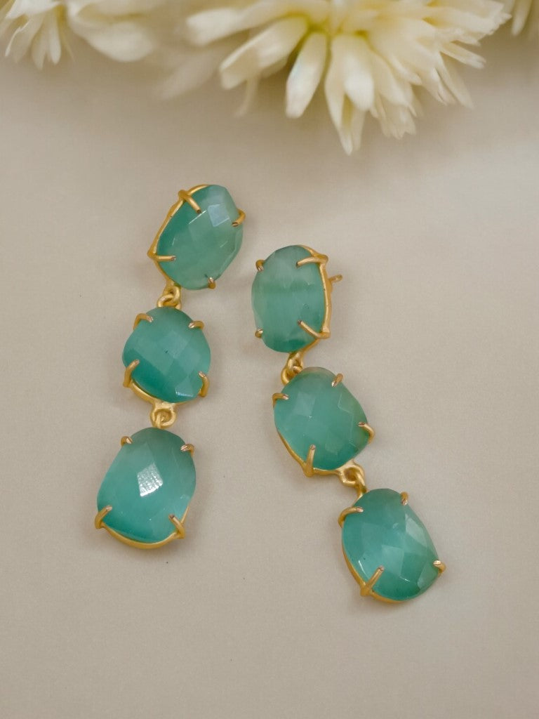 SEA GREEN KARISHMA SEMI PRECIOUS EARRINGS