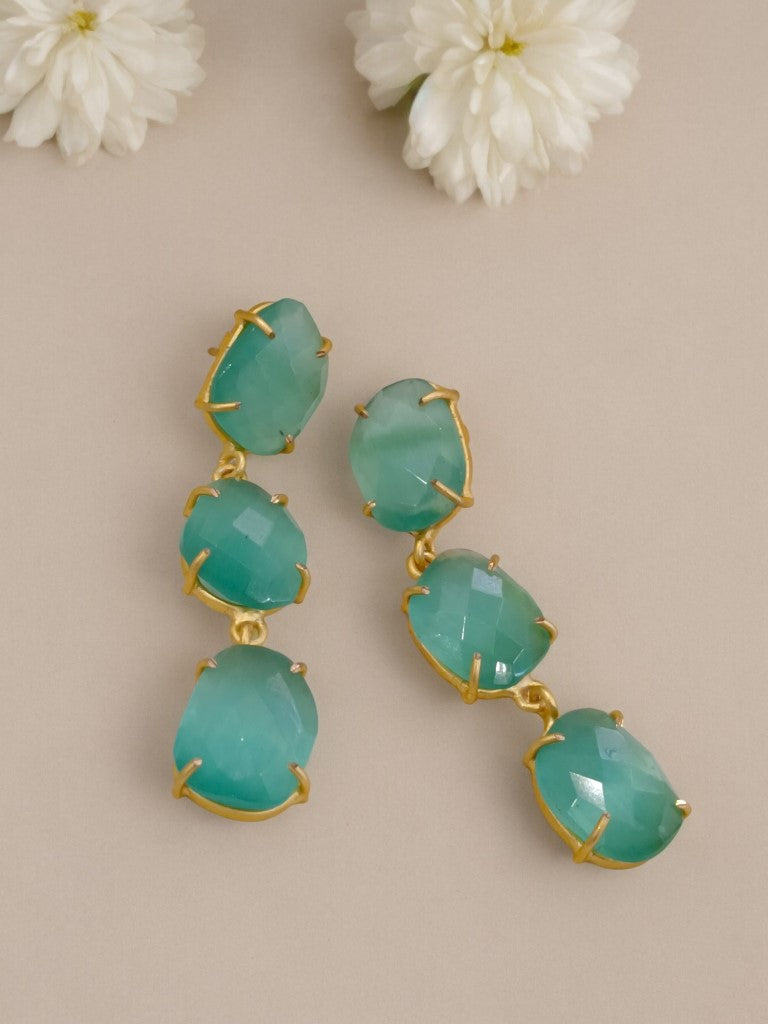 SEA GREEN KARISHMA SEMI PRECIOUS EARRINGS