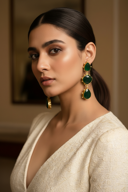 GREEN LAVNYA SEMI PRECIOUS EARRINGS