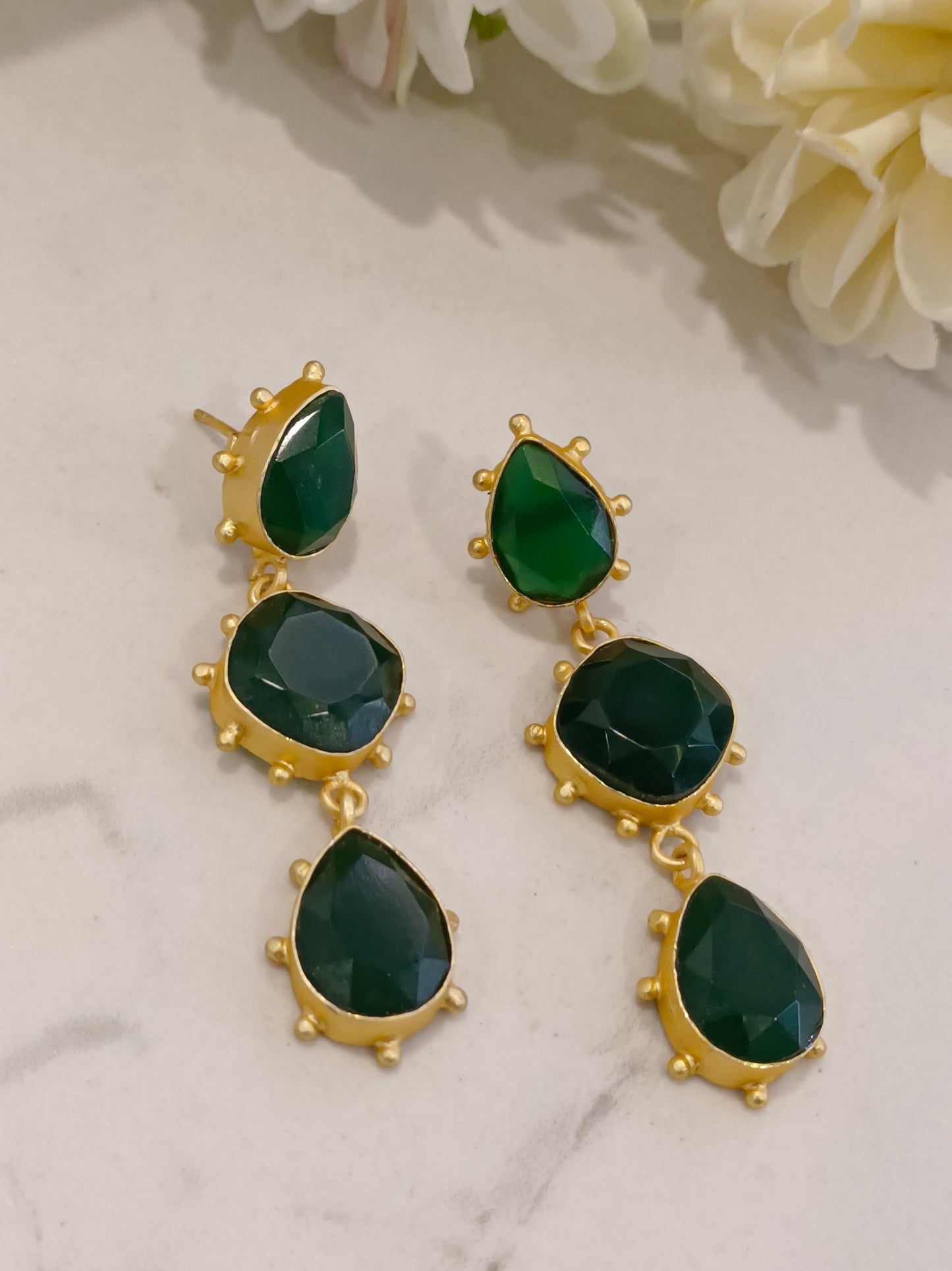 GREEN LAVNYA SEMI PRECIOUS EARRINGS