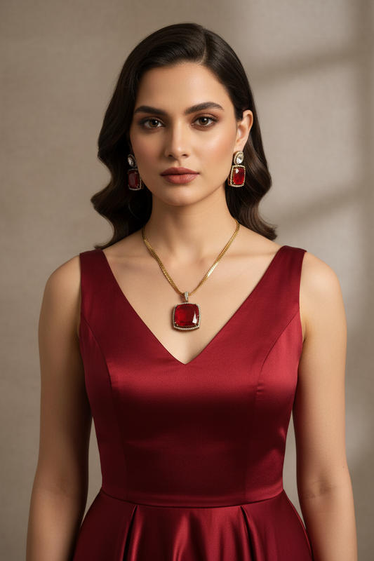 RED DOUBLET RADHA JEWELLERY SET