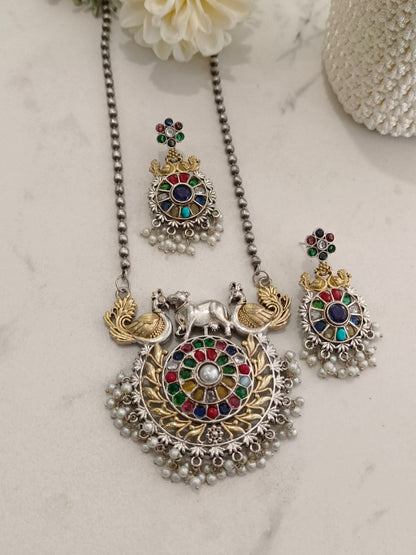 MULTI BRIELLE GERMAN SILVER JEWELLERY SET