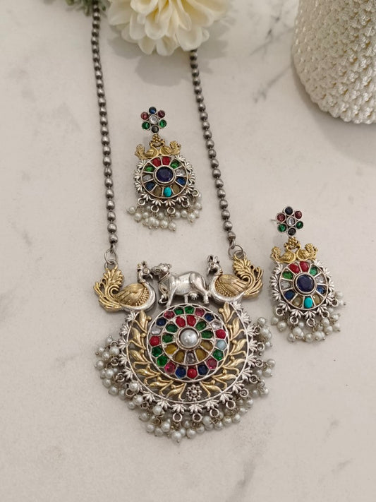 MULTI BRIELLE GERMAN SILVER JEWELLERY SET