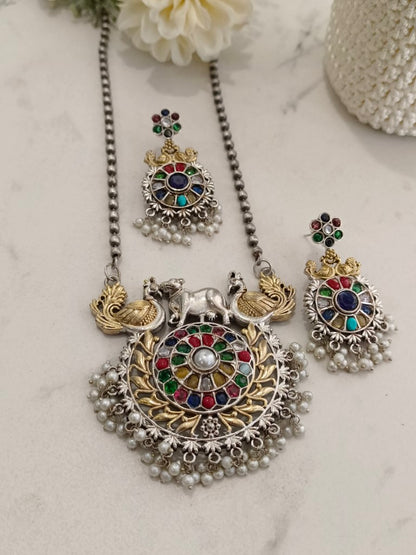 MULTI BRIELLE GERMAN SILVER JEWELLERY SET