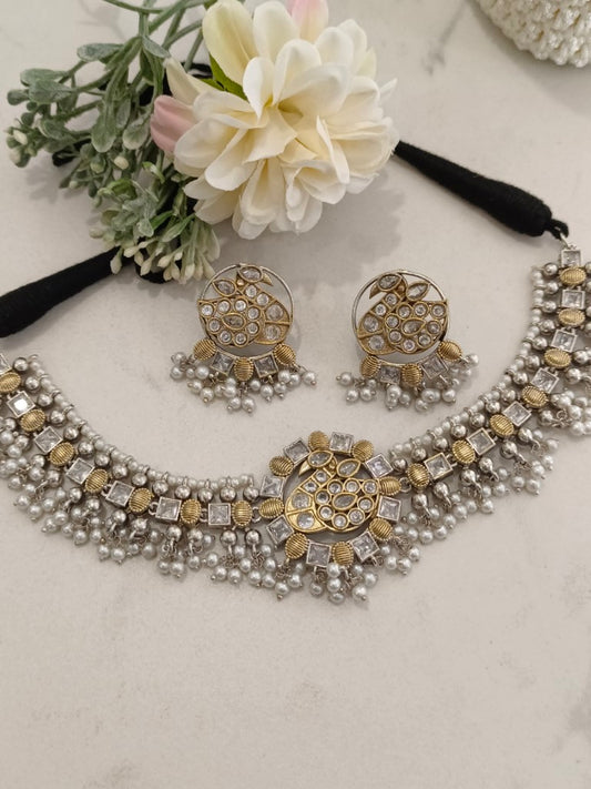 GOLDEN VERA GERMAN SILVER JEWELLERY SET